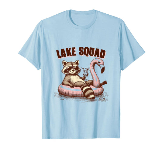Lake Life Lake Mode Lake Vibes Boating Racoon Lake Squad T-Shirt