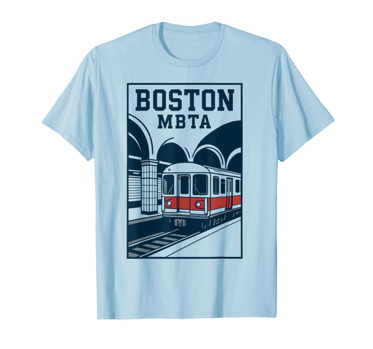 Boston MBTA Subway Retro Train City Transit Artwork T-Shirt