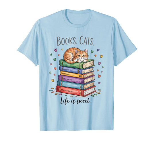Funny Cats Books Lover Men Women T-Shirt