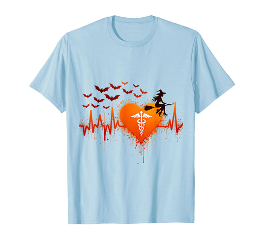 Halloween Medical Witch Heartbeat T-Shirt