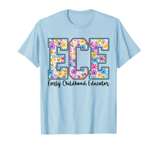 Retro ECE Early Childhood Educator Boho Floral ECE Teacher T-Shirt