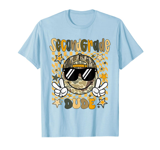 Second Grade Camo Camouflage Smile Face Back To School Kids T-Shirt