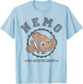 Disney Pixar Finding Dory Nemo Roll With The Current Logo T-Shirt