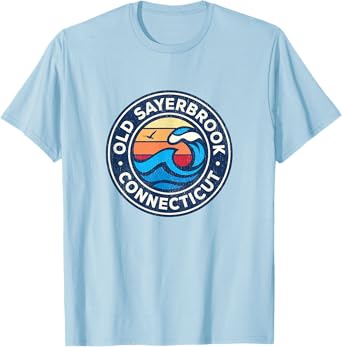 Old Sayerbrook Connecticut CT Vintage Nautical Waves Design T-Shirt