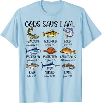 Kids God Says I Am Fishing Christian Boy Toddler Men Jesus T-Shirt