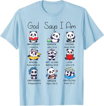 Toddler Boys Girl God Says Am Cute Panda Kid Christian Bible T-Shirt