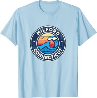 Milford Connecticut CT Vintage Nautical Waves Design T-Shirt
