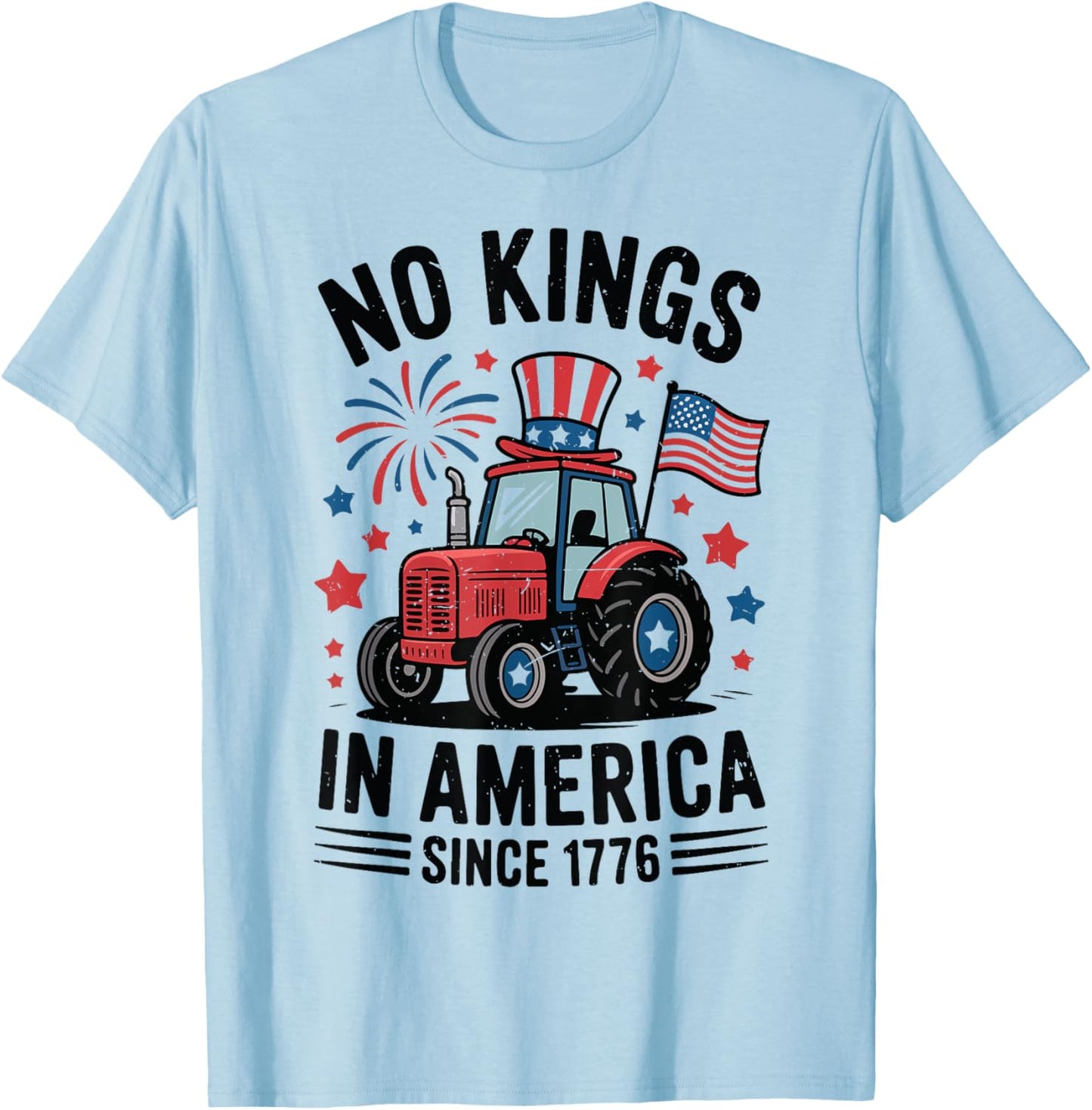 Toddler No Kings In America Flag 4th July Tractor Patriotic T-Shirt