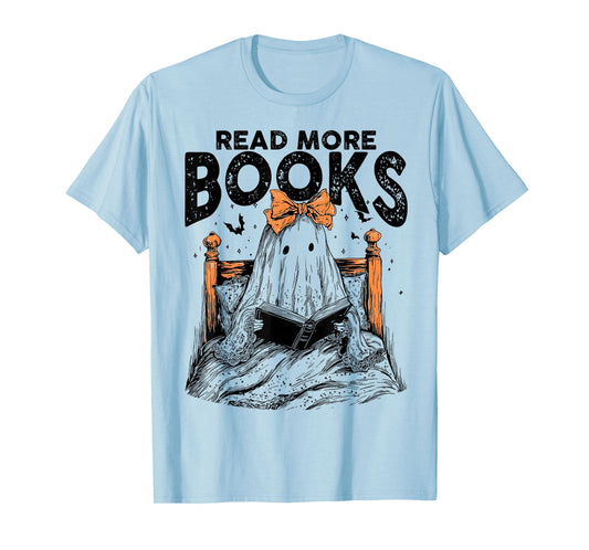 Cute Booooks Ghost Read More Books Funny Teacher Halloween T-Shirt