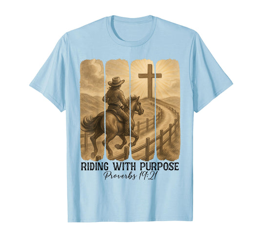Christian Religious Riding With Purpose Western Cowboy Faith T-Shirt