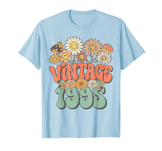 Vintage 1995 Floral Hippie Groovy Daisy Flower 30th Birthday T-Shirt