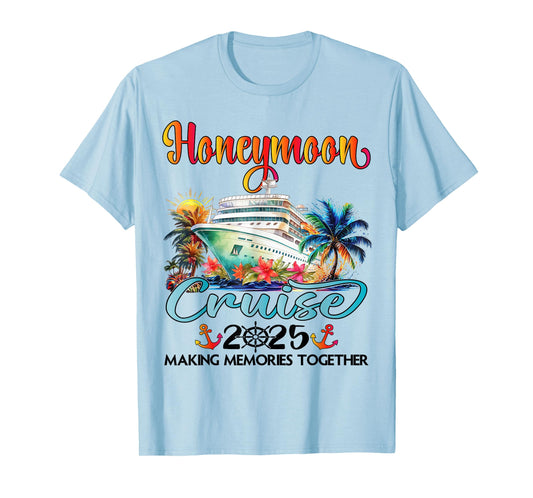 Honeymoon Cruise 2025 Just Married Matching Couple Vacation T-Shirt