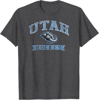 Utah Mammoth Vintage Hockey Dark Heather Officially Licensed T-Shirt