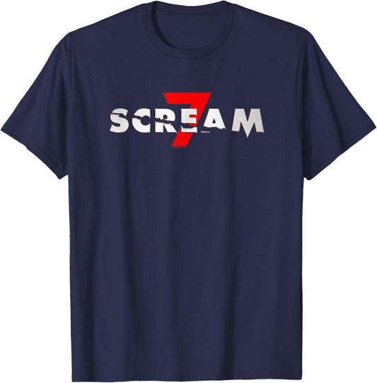 Scream 7 Logo Horror Movie T-Shirt - T-Shirt | Navy