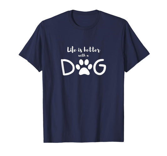 Culture Bloc Dog Lover, Life is Better with a Dog Unisex-Adults Black Small T-Shirt