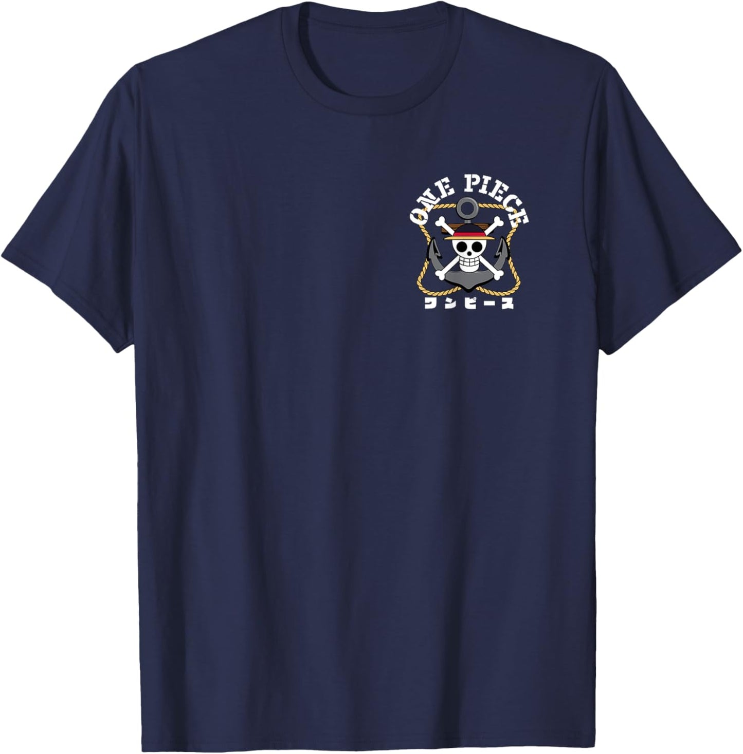 One Piece Anime Front and Back Anchor Logo and Crew Items T-Shirt