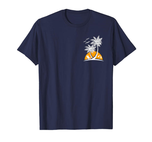 Minimalist Palm Tree Tropical Beach Sunset Summer Vacation T-Shirt