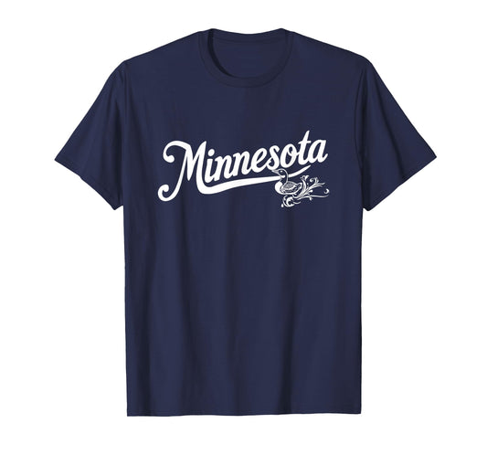 Minnesota - MN, Retro Vintage Script Common Loon Design T-Shirt
