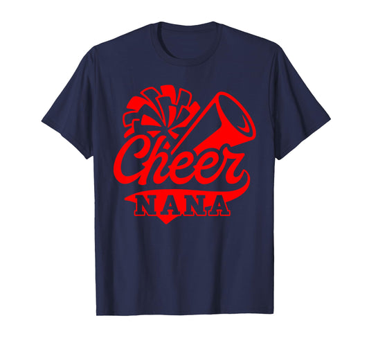 Cheer Nana Biggest Fan Leopard Print Black And Red Pom Pom T-Shirt