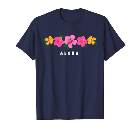 Aloha Hibiscus Flowers Hawaiian Islands Hawaii Surfer T-Shirt