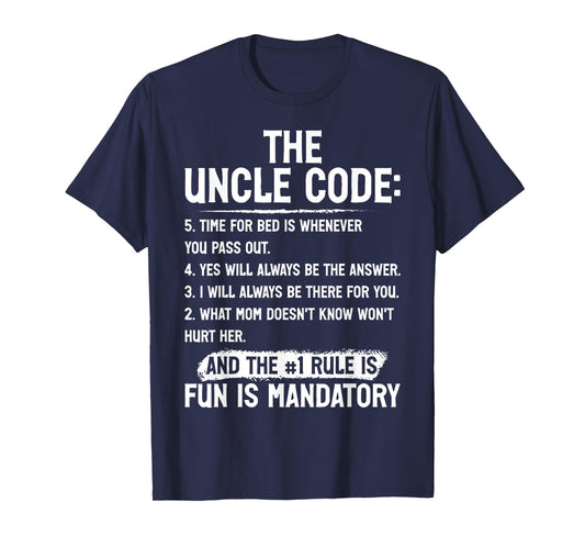 Mens Funny Uncle Gifts From Niece Nephew Funny the Uncle Code T-Shirt