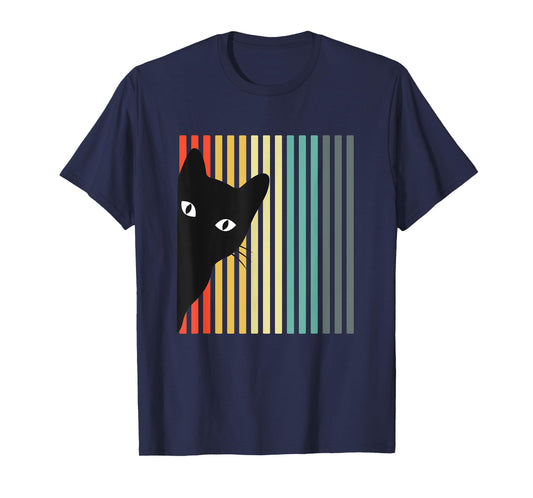 Black Cat Retro Color Cat Lover Design Cat Owner T-Shirt