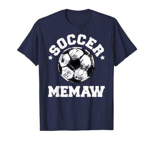 Soccer Memaw Soccer Ball Distressed Funny Soccer Memaw T-Shirt