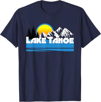 Lake Tahoe Retro 80s California & Nevada Ski T-Shirt
