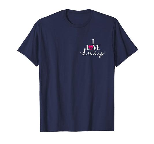 I Love Lucy A Love Heart Dog Paw Dog Name Pocket T-Shirt