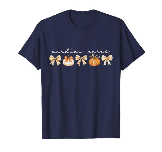 Cardiac Nurse Pumpkin Coquette Bow Fall CVICU Cardiology T-Shirt