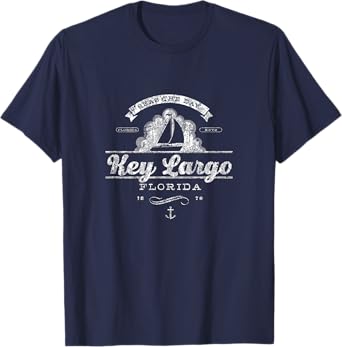 Key Largo FL Sailboat T-Shirt Vintage Nautical Throwback Tee T-Shirt
