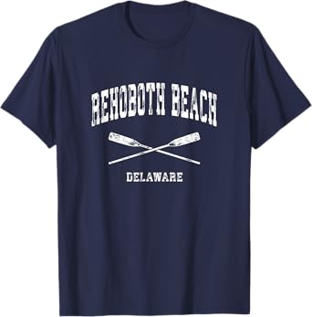 Rehoboth Beach Delaware Vintage Nautical Crossed Oars T-Shirt for Men Women Girls Kids