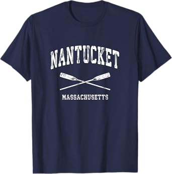 Nantucket Massachusetts Vintage Nautical Crossed Oars T-Shirt