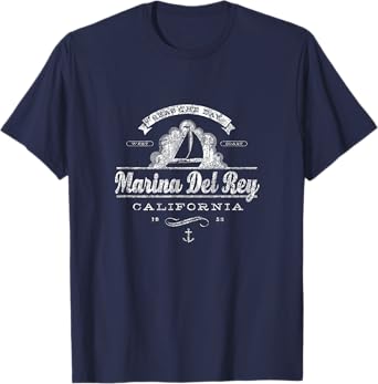 Marina Del Rey CA Sailboat T-Shirt Vintage Nautical Tee T-Shirt