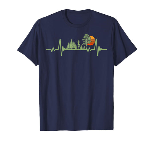 Trees Wildlife Pine Sun Nature Heartbeat Forest Vintage T-Shirt