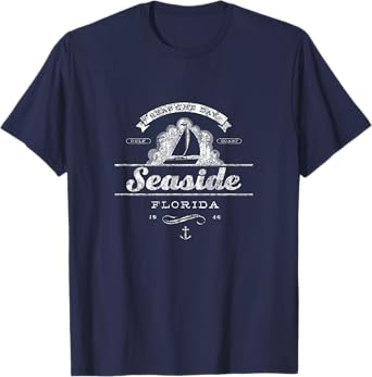 Seaside FL Sailboat T-Shirt Vintage Nautical Throwback Tee T-Shirt