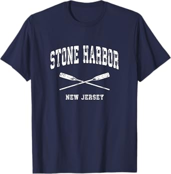 Stone Harbor New Jersey Vintage Nautical Crossed Oars T-Shirt