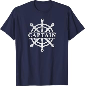 Captain & First Mate Matching Set Pontoon Boat Sailing Retro T-Shirt