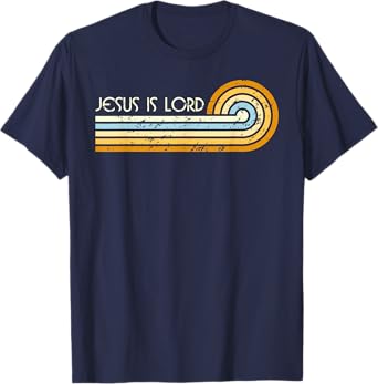 Retro Groovy 1970s 1980s Jesus is Lord Romans 10:9 T-Shirt