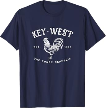 Funny Key West Rooster Chicken Sunrise Fishing Surfing Scuba T-Shirt