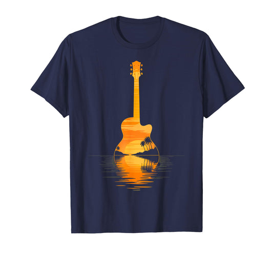 Playing Guitar at Sunset with Ocean Vibes T-Shirt