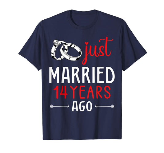 Just Married 14 Years Ago Couple Matching 14th Anniversary T-Shirt