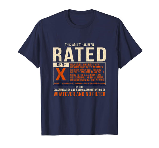 Funny This Adult Has Been Rated Gen X Generation X 80s T-Shirt