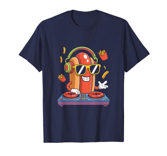 Dj Food Spinning Hotdog Groovy Beats T-Shirt
