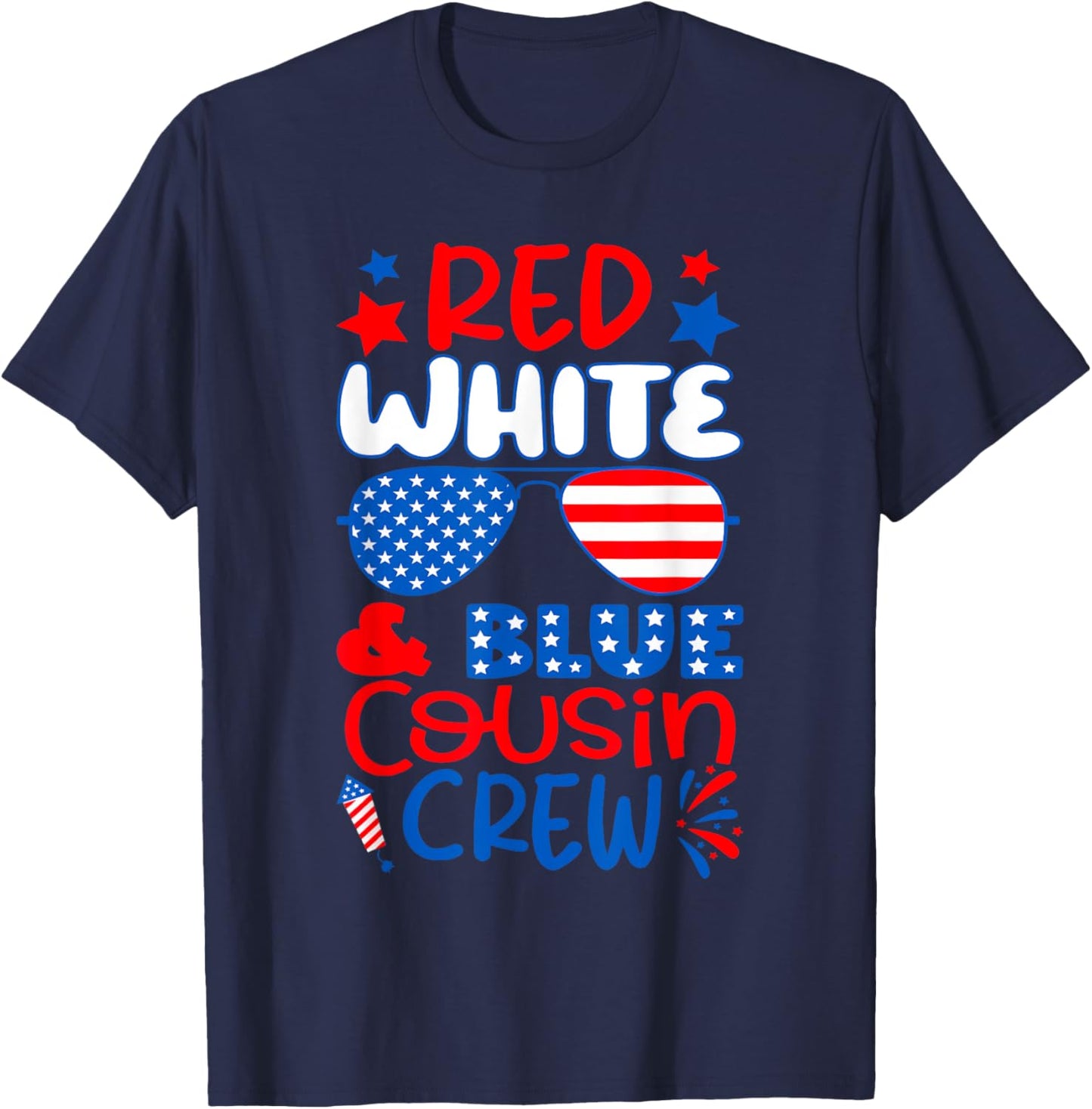 Red White & Blue Cousin Crew 4th of July Kids USA Sunglasses T-Shirt