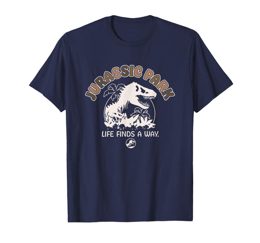 Jurassic Park Life Finds A Way T-Rex Logo Vintage T-Shirt