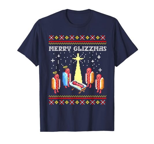 Funny Merry Glizzmas Hot Dogs Family Group Ugly Christmas T-Shirt