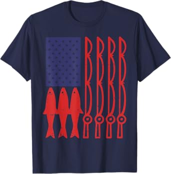 USA American Flag Fishing Rod Patriot Fisherman Dad Gift T-Shirt