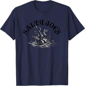 Salty Joe's Octopus Attack Logo Surf Shop Graphic T-Shirt