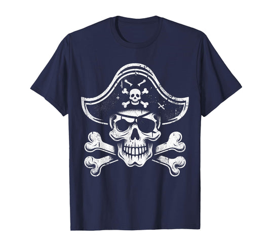 Vintage Pirate Skull Captain Tee - Roger Jolly Crossbones T-Shirt
